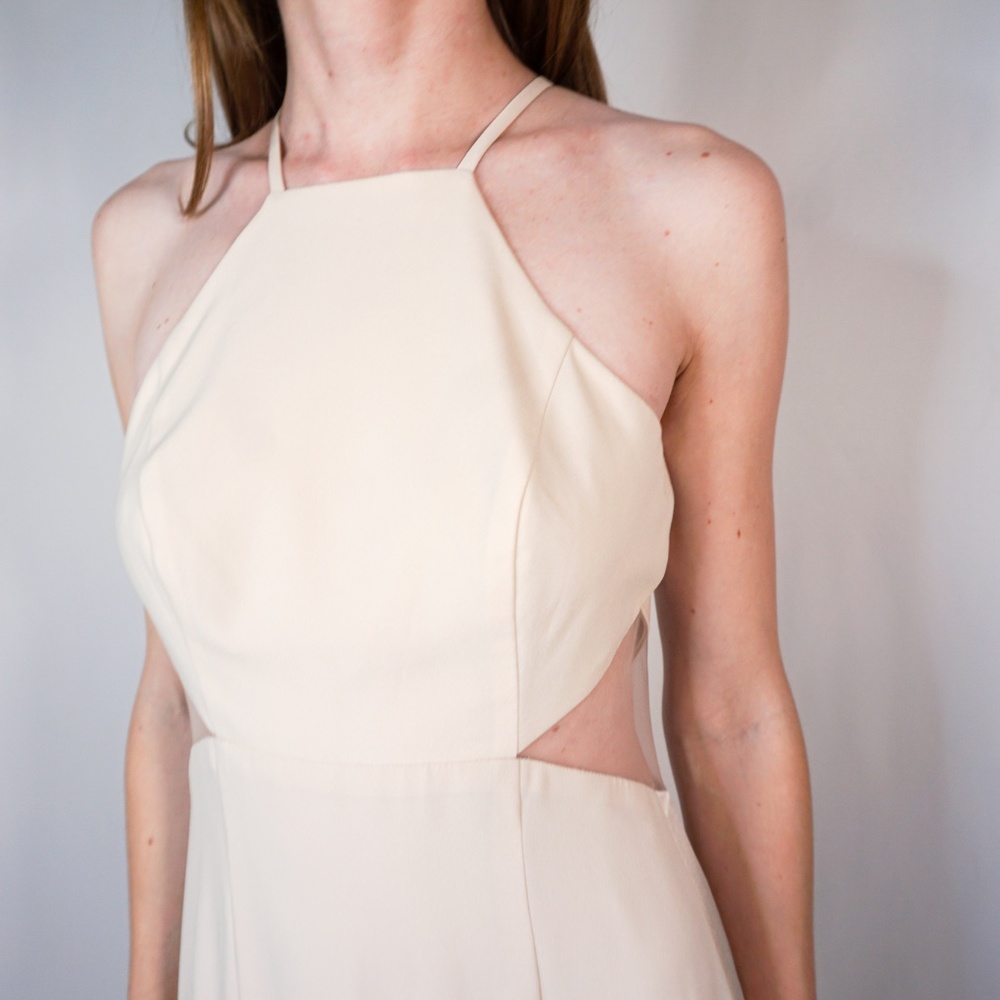 WHITE VERA WANG Crepe Cutaway Dress Illusion NWT - Picture 6 of 6